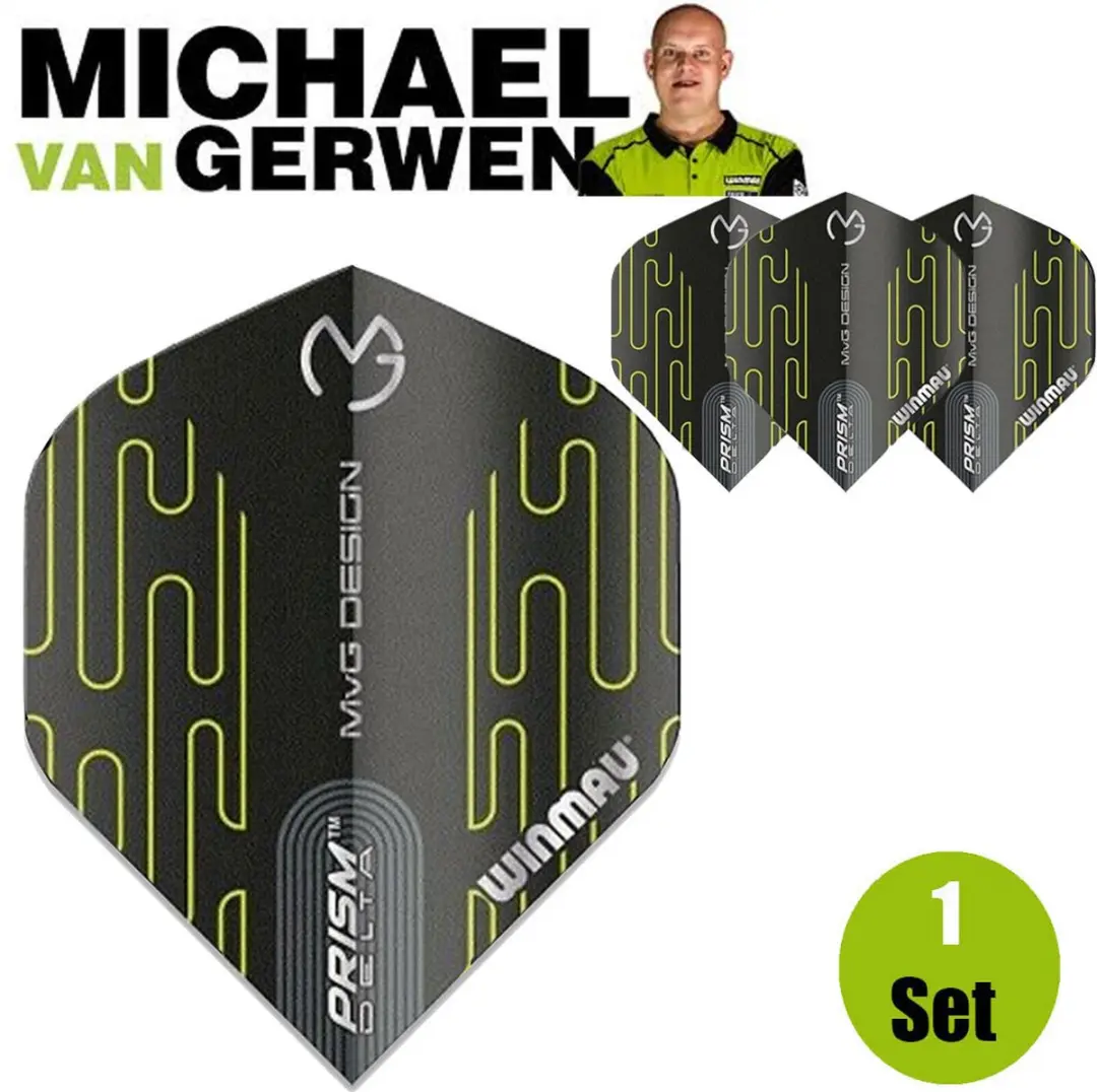 Winmau Prism Delta MVG Dart Flights - 3 Stuks - Zwart/Groen