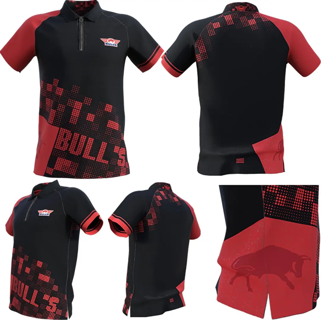 Bull's Plain Black Red Dart Polo - 5XL - Rood/Zwart