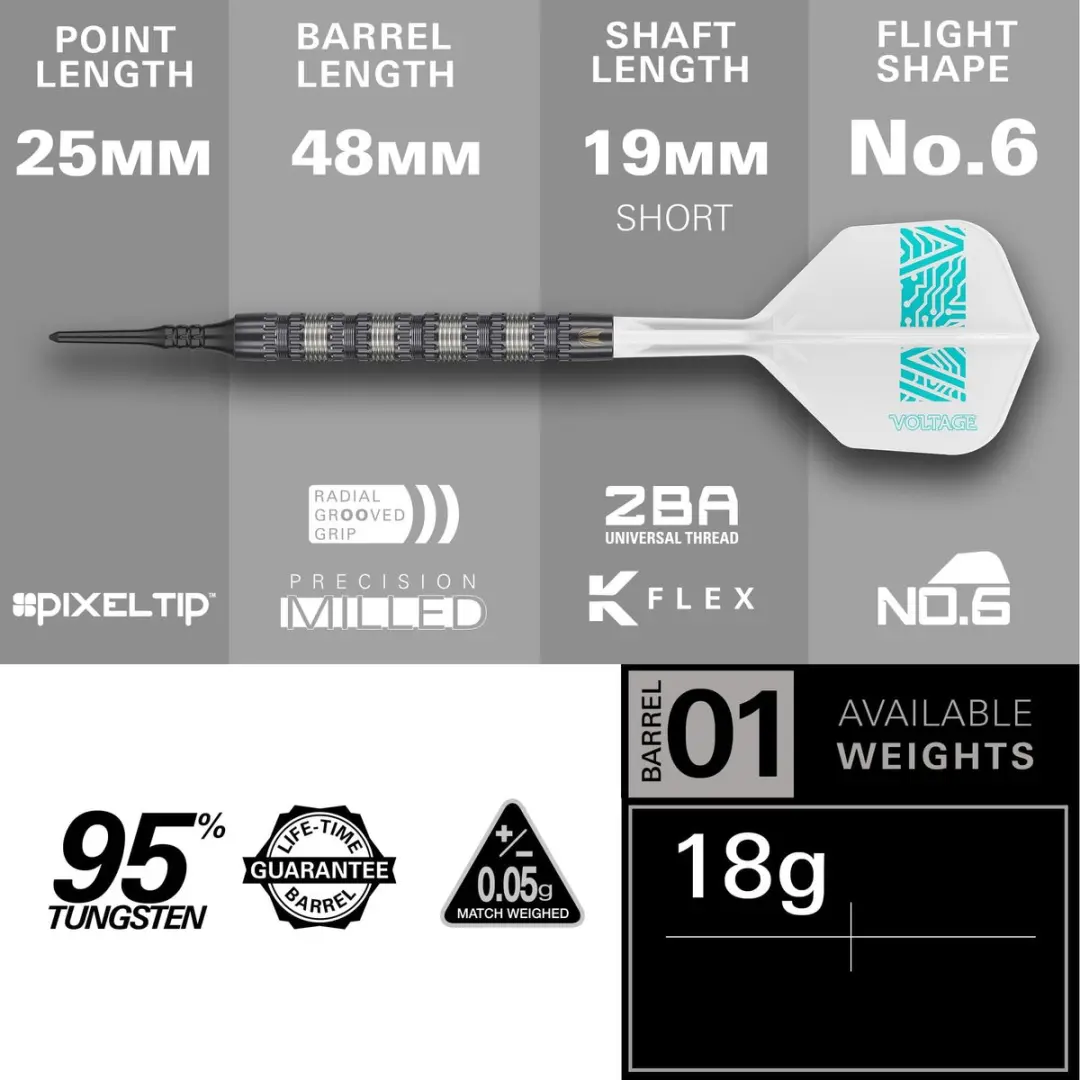 Target Rob Cross 95K Soft Tip Dartpijlen 95% Wolfraam 18g - 3 Stuks