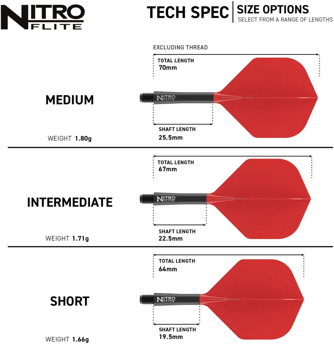 Red Dragon Nitro Flite System X1063 Dartvleugels - 3 Stuks - Rood/Zwart