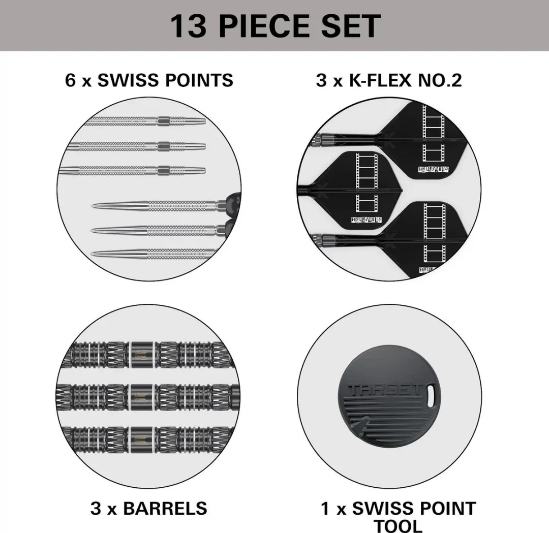Target Chris Dobey 95K Swiss Point 95% Dartpijlen - 3 Stuks - Zwart
