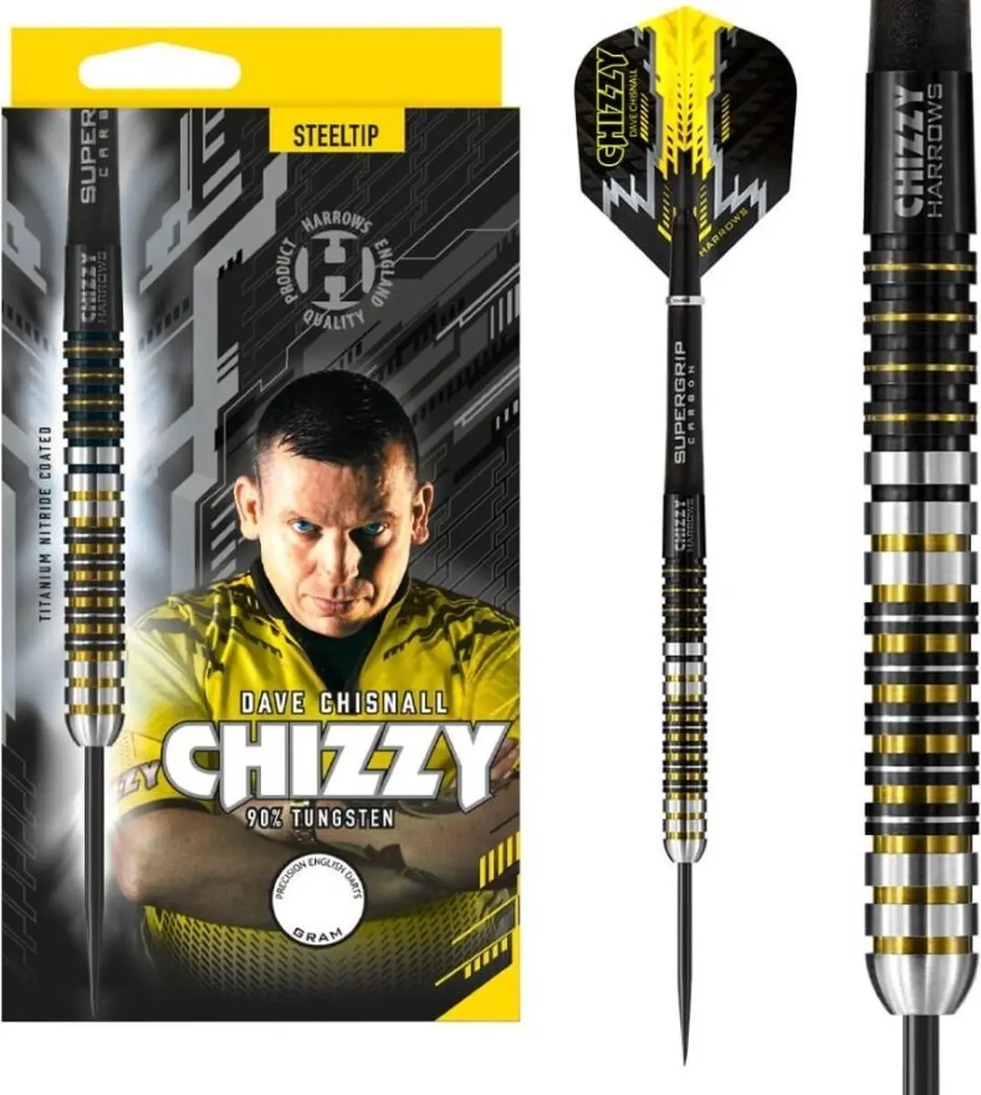 Harrows Chizzy 24gr Tungsten - 3 Stuks - Zwart/Geel/Zilver