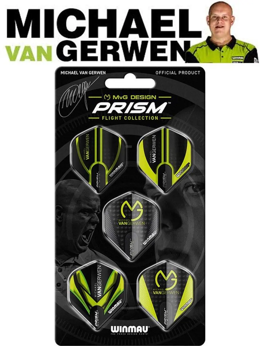 Winmau Michael van Gerwen Prism Flight Collection Dart Flights - 3 Stuks - Groen/Zwart
