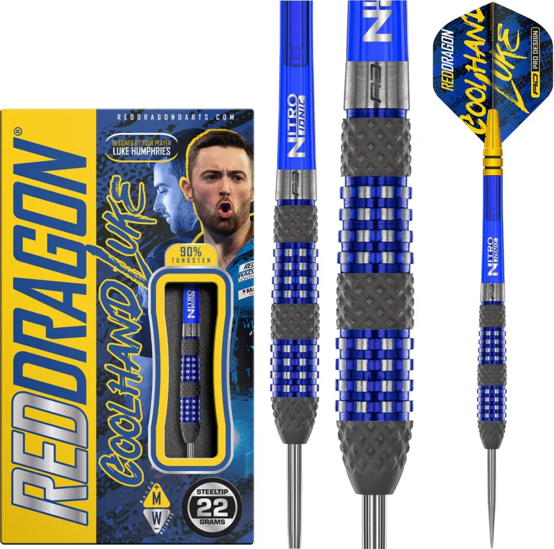 Red Dragon Luke Humphries TX2 Atomised 90% Dartpijlen - 3 Stuks - Blauw/Goud