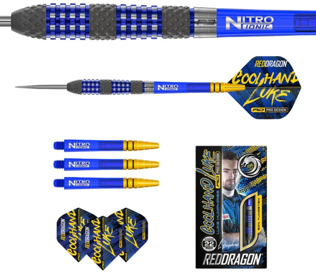 Red Dragon Luke Humphries TX2 Atomised 90% Dartpijlen - 3 Stuks - Blauw/Goud