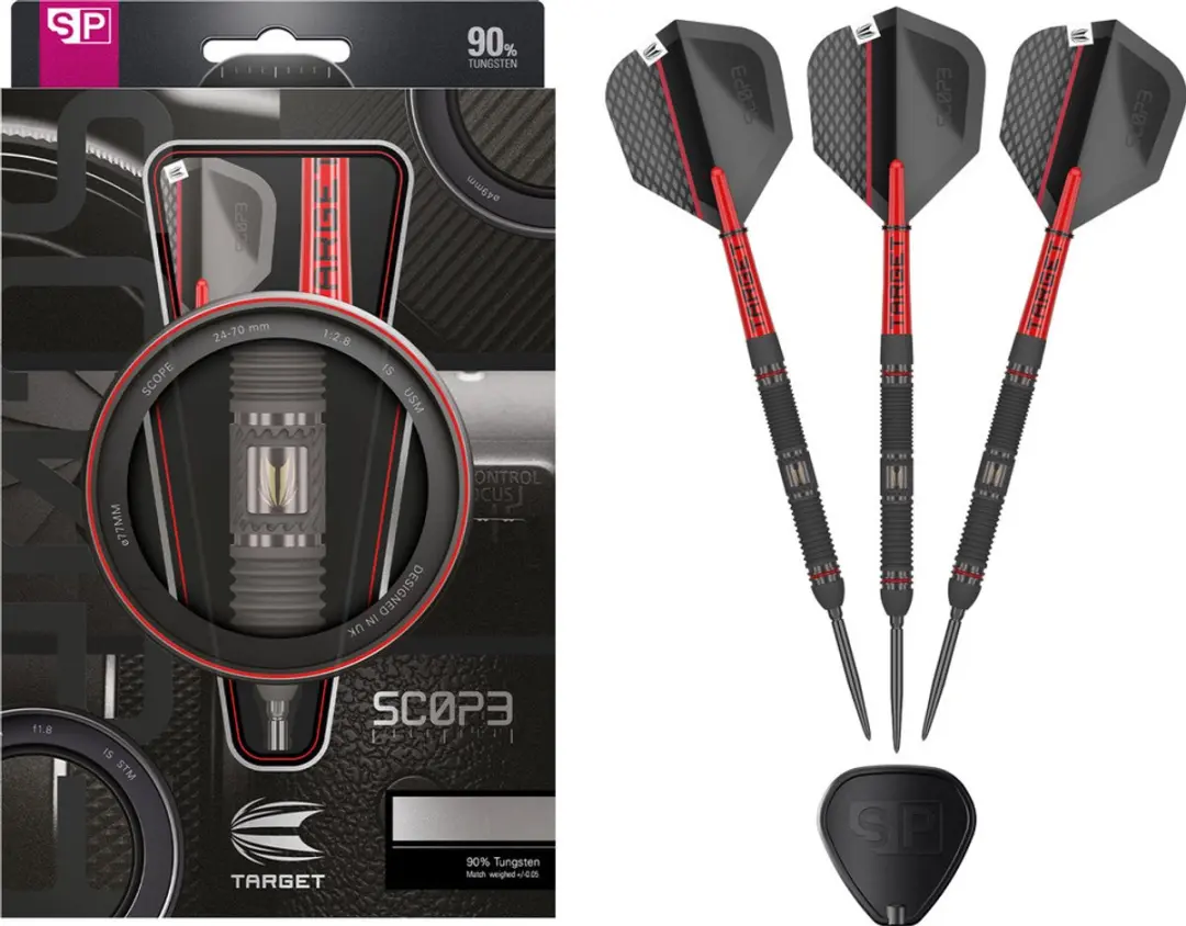 Target Darts Scope Steel Tip Dartset - 3 Stuks - Barrel 01 90% Wolfraam