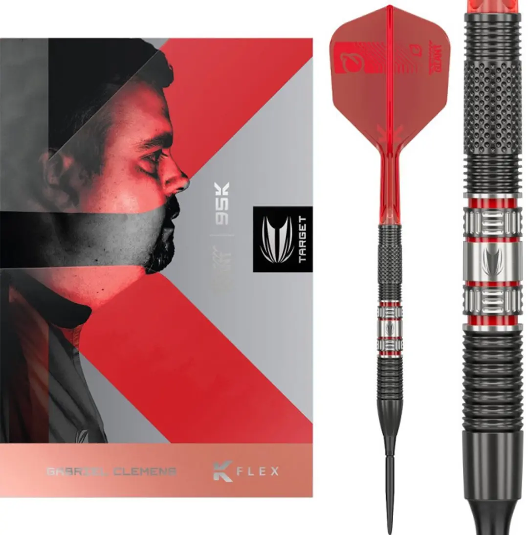 Target Gabriel Clemens 95K Swiss Point Dartpijlen - 3 Stuks - Rood/Zilver/Zwart