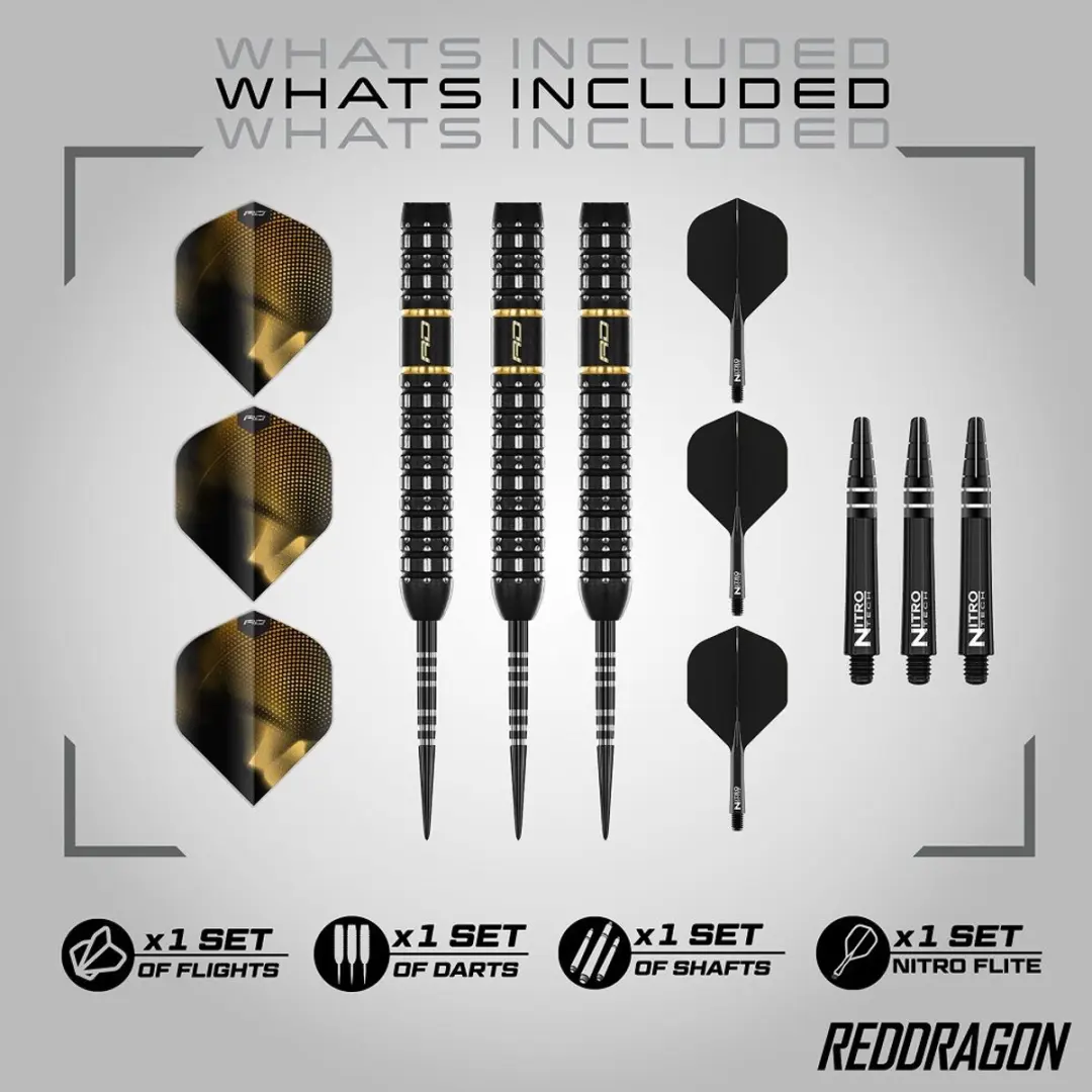 Red Dragon Ascend Parallel 90% Dartpijlen - 3 Stuks - Goud/Zwart