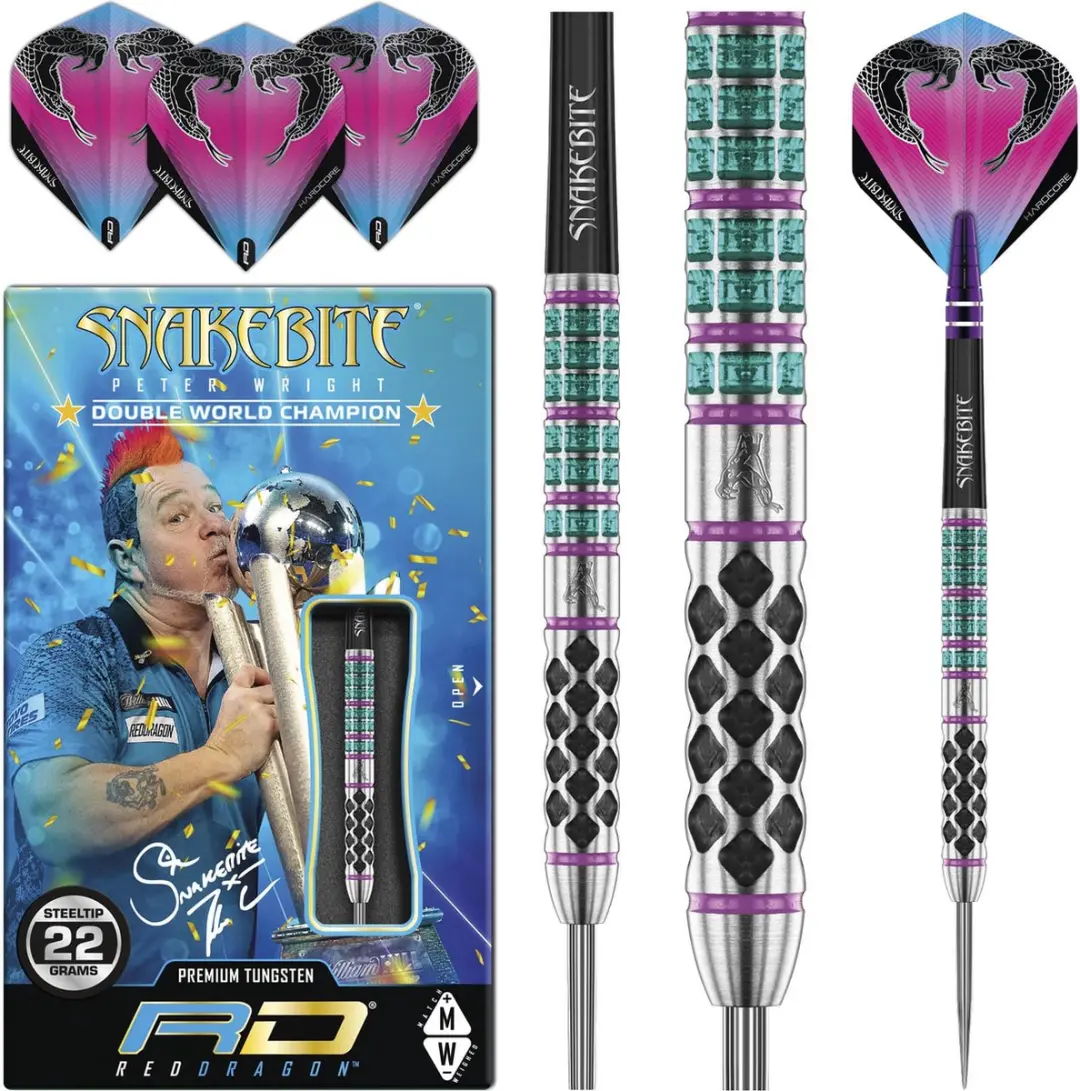 Red Dragon Peter Wright Supa Venom Dartpijlen 90% - Regenboog - 3 Stuks