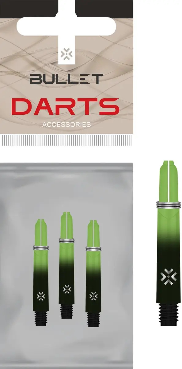 Bullet Shafts 35mm - Zwart Groen - 3 Stuks