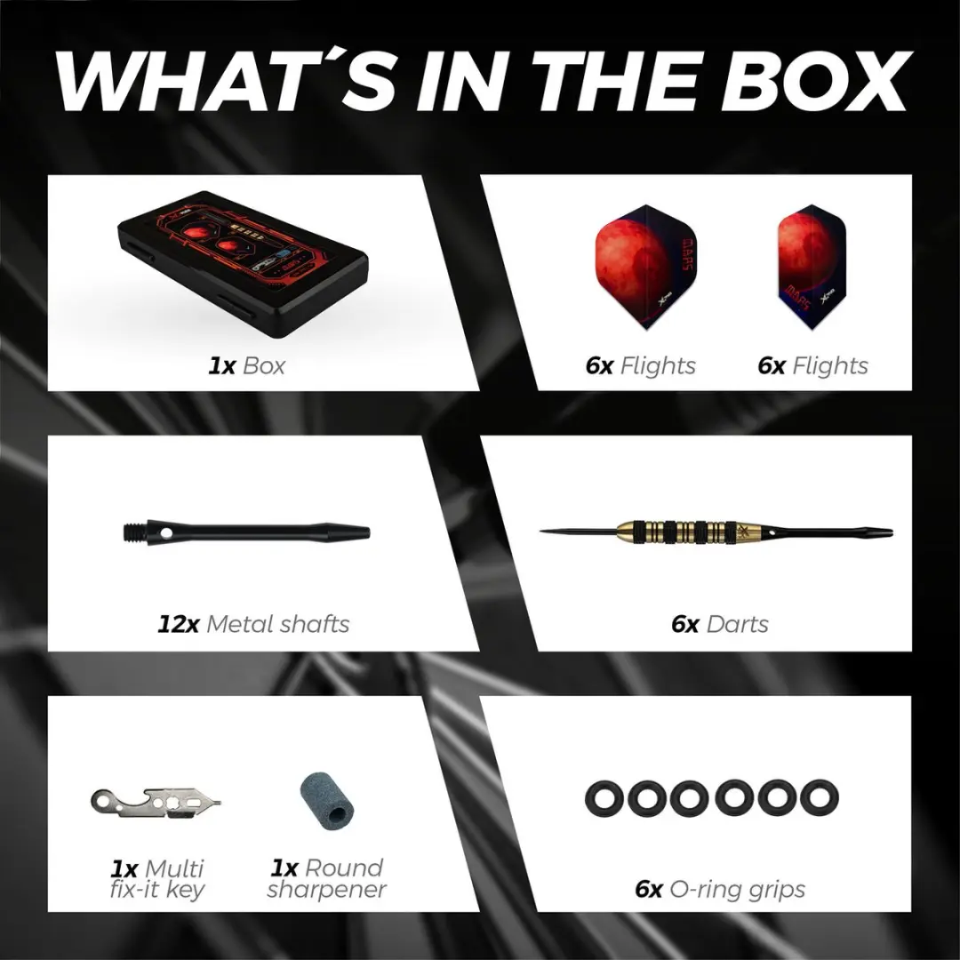 XQMax Mars Steel Tip Dart Set - 3 Pijlen - Multicolor