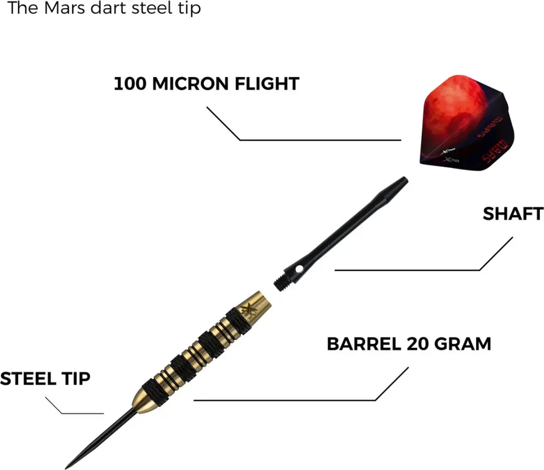 XQMax Mars Steel Tip Dart Set - 3 Pijlen - Multicolor