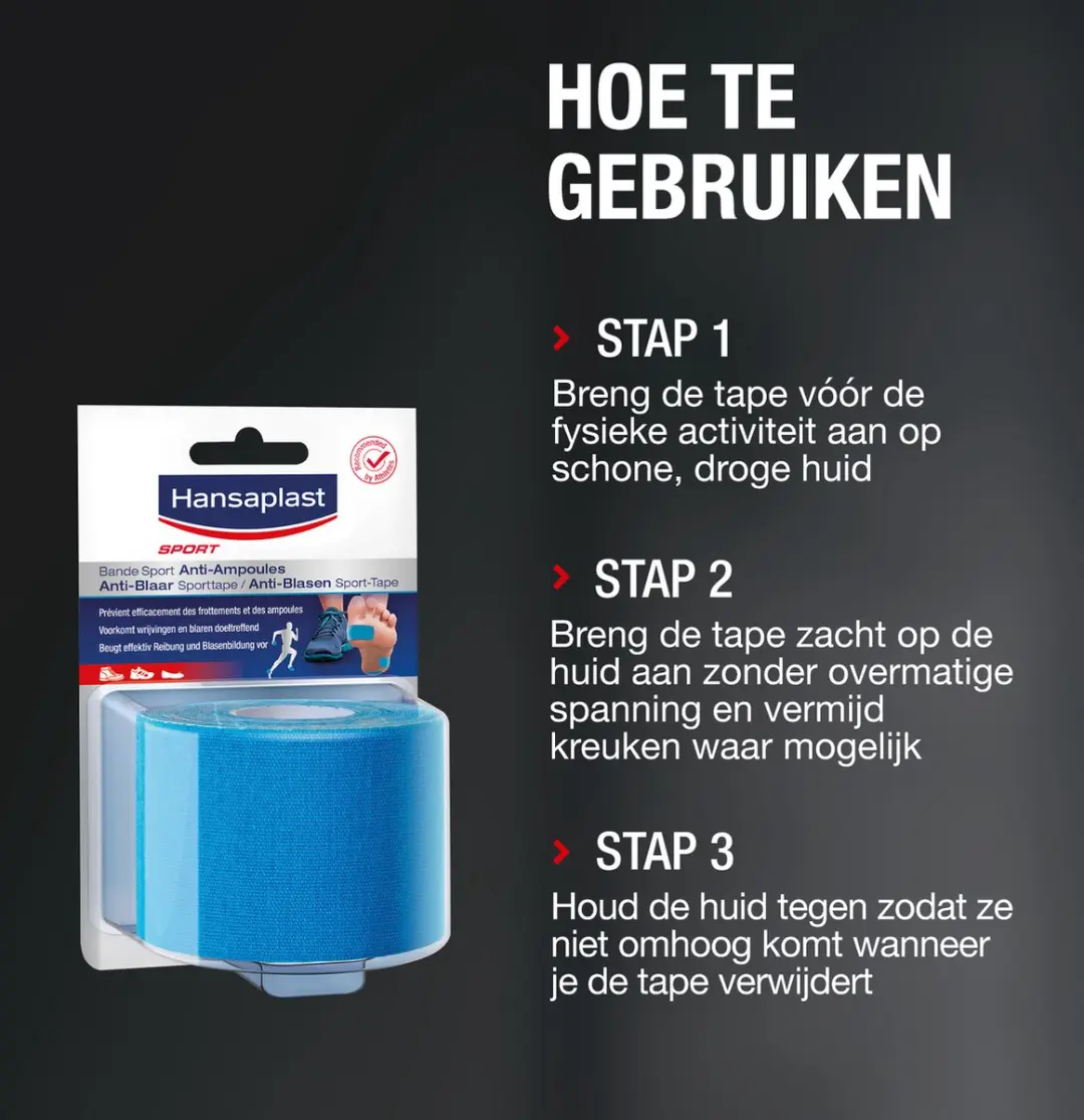 Hansaplast Anti Blaar Sporttape 5cm x 2,5m - Blauw