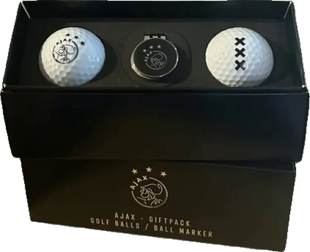 Ajax Golfcadeau Set - 2 Ballen + 35 Tees + Marker - Rood/Wit/Zwart