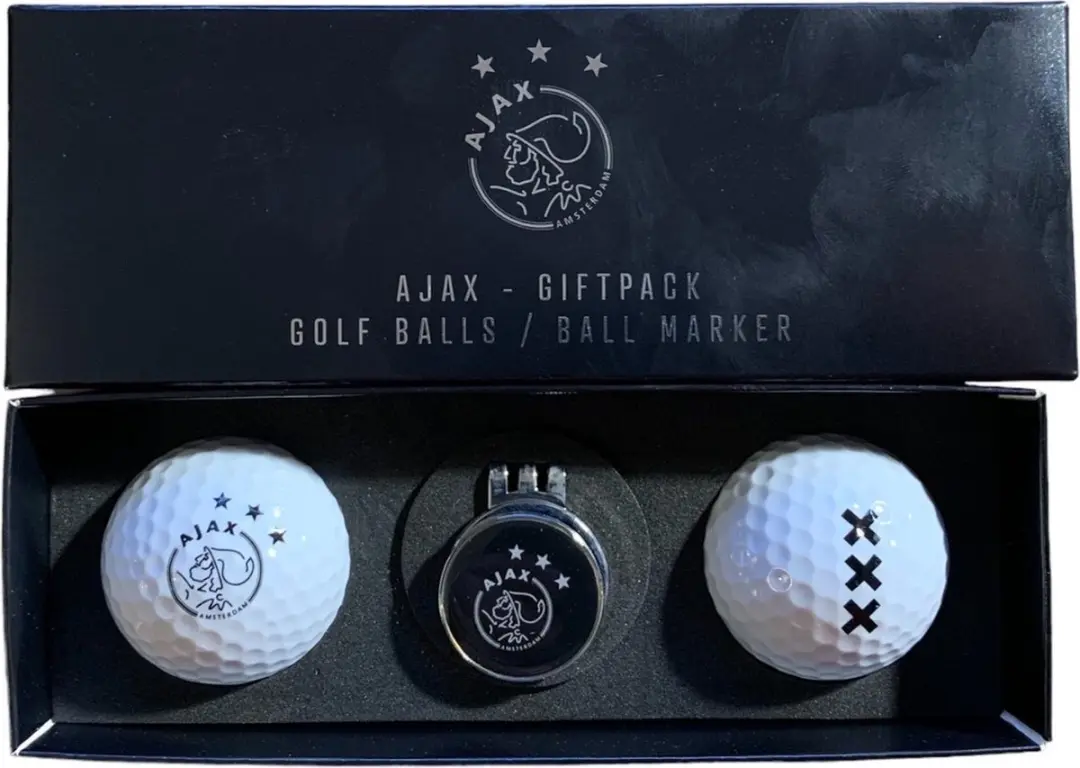 Ajax Golfcadeau Set - 2 Ballen + 35 Tees + Marker - Rood/Wit/Zwart