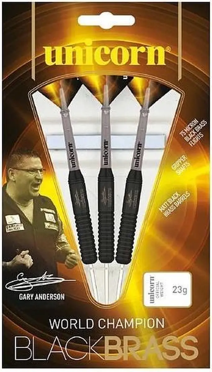 Unicorn Gary Anderson World Champion Black Brass P1 Dartpijlen - 3 Stuks