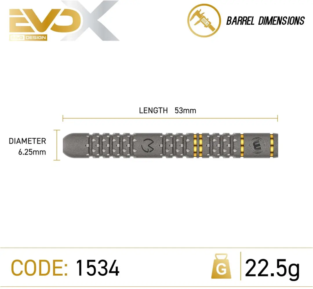 Winmau Michael van Gerwen EVO-X Dartpijlen - 3 Stuks - Goud/Zilver