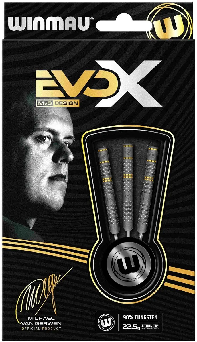 Winmau Michael van Gerwen EVO-X Dartpijlen - 3 Stuks - Goud/Zilver