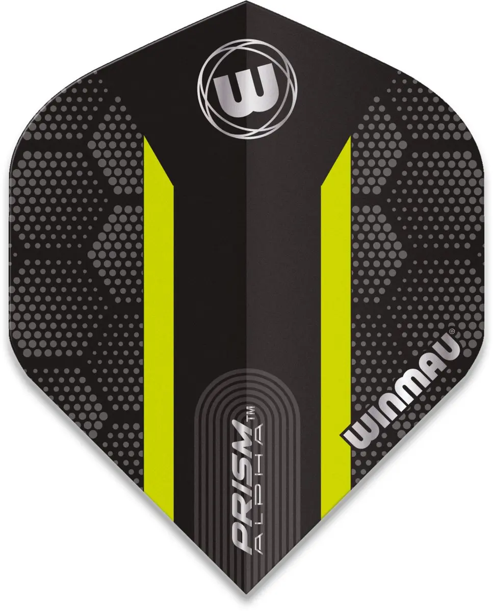 Winmau Prism Alpha Extra Thick Dart Flights - 3 Stuks - Zwart/Green Stripe