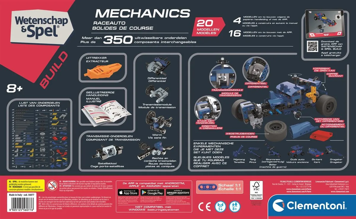 Clementoni Mechanics Raceauto Modelkit 350 Onderdelen