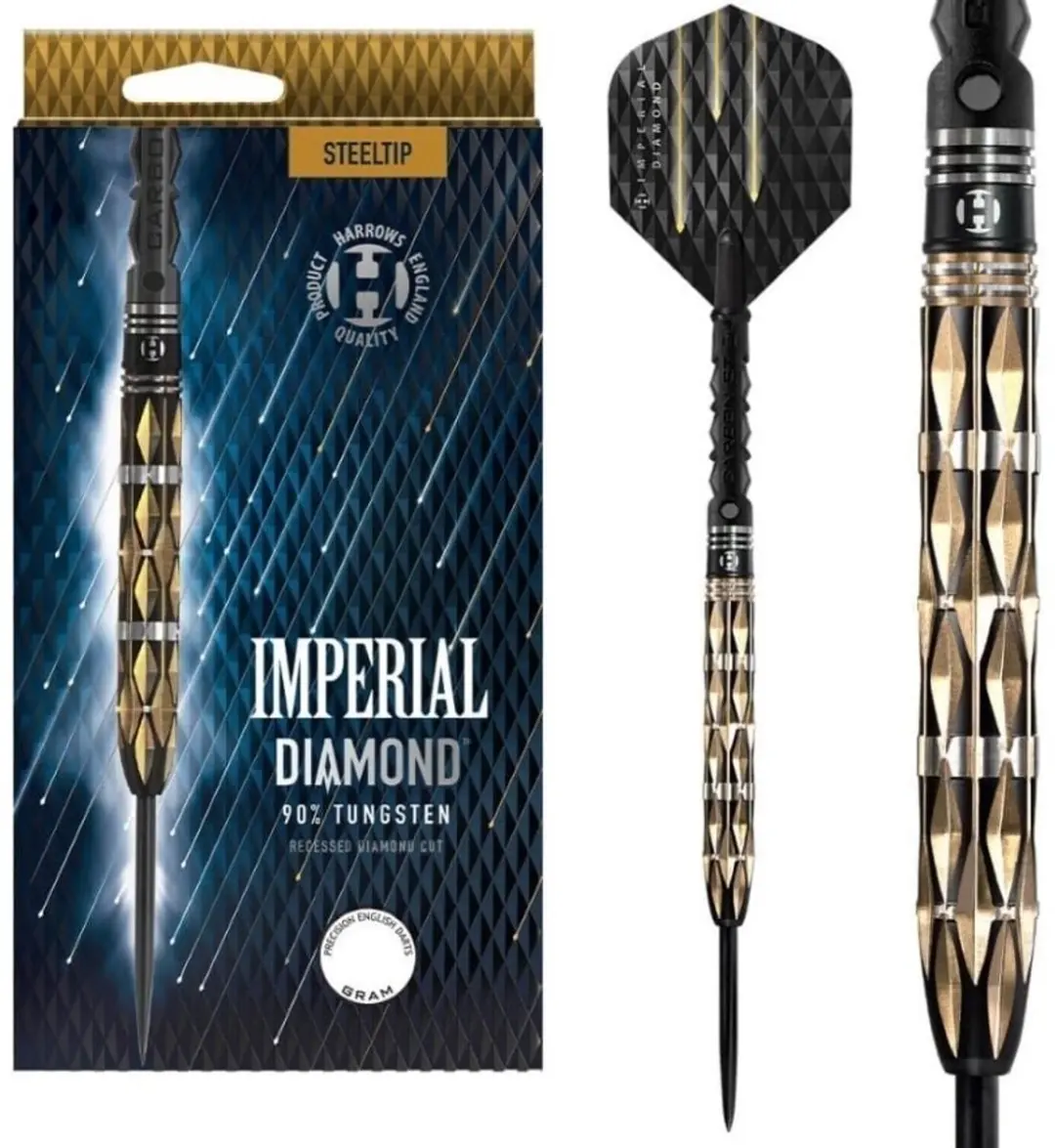 Harrows Imperial Diamond 25gr Tungsten Darts - 3 Stuks - Goud/Zwart