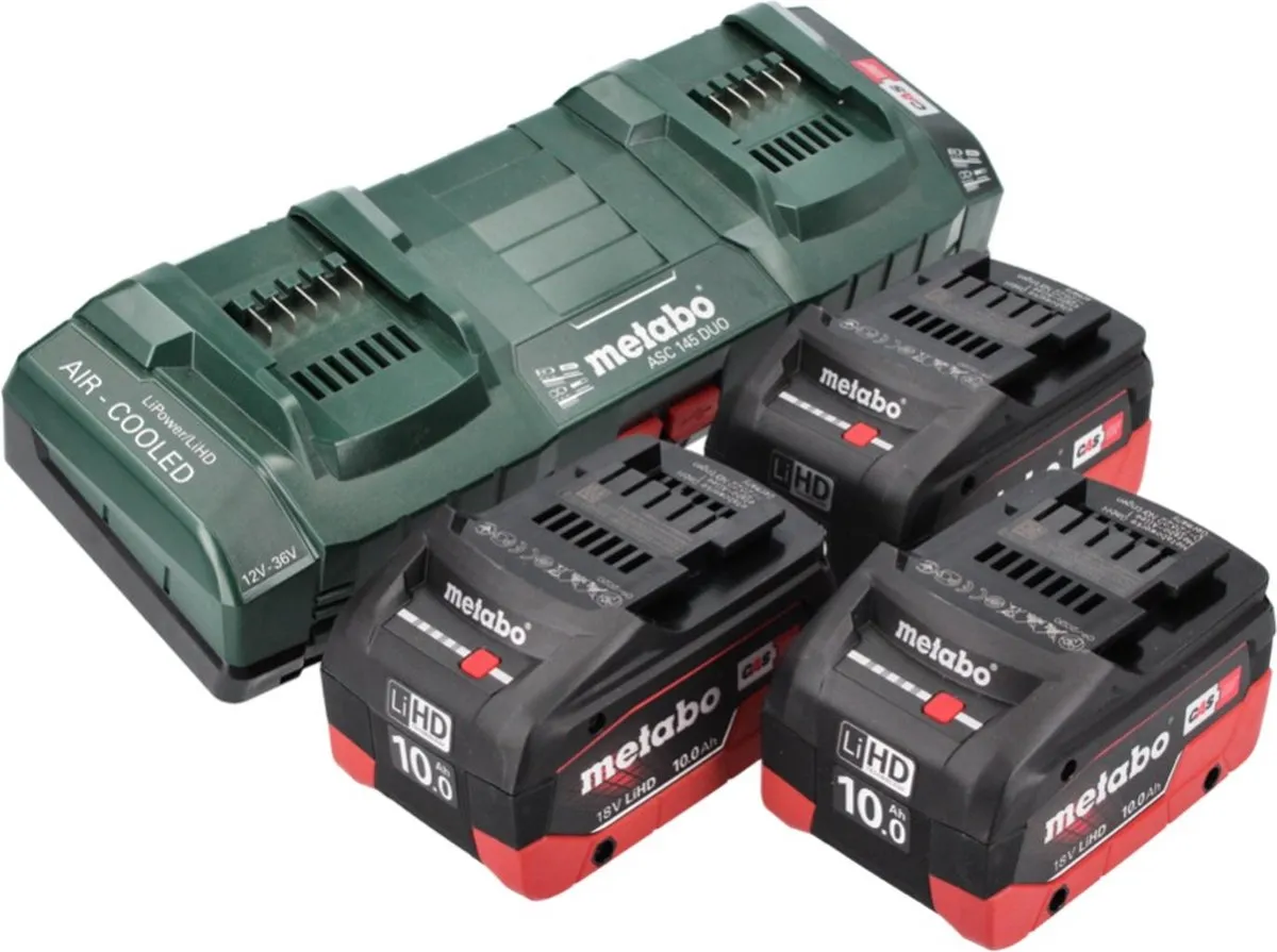 Metabo 18V Basisset CAS - 3x 10,0Ah LiHD + ASC 145 DUO