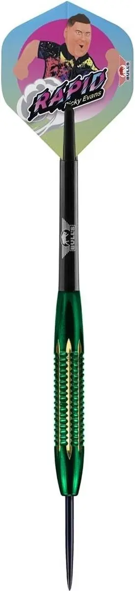 Bull's Ricky Evans Dartpijlen Shell Coated - 3 Stuks - Groen Messing - afbeelding 6 van 6