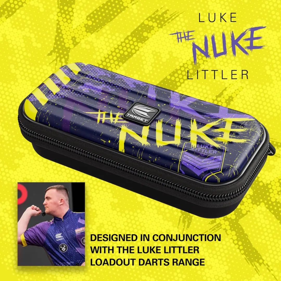 Target Luke Littler Takoma Dartkoffer - 3 Darts - Paars/Zwart - 18.5x9x5cm