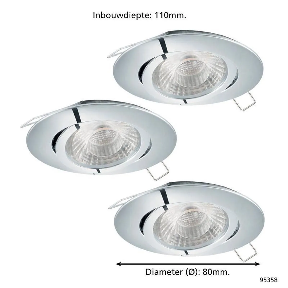 Eglo Tedo 1 Inbouwarmatuur 3 Lichtpunten - Ø80cm Chroom