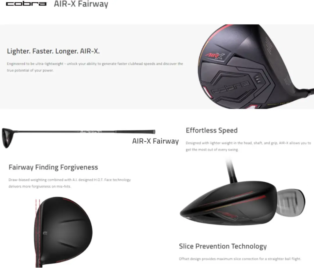 Cobra Air-X 2 Dames Fairway Wood 19° - Rechtshandig - Zwart/Rood