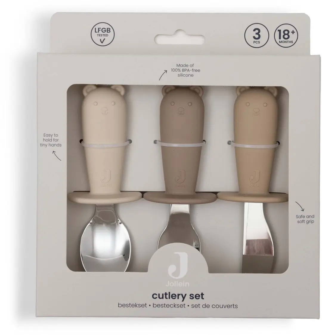 Jollein Baby Bestekset Siliconen - 3-delig - Natural Shades