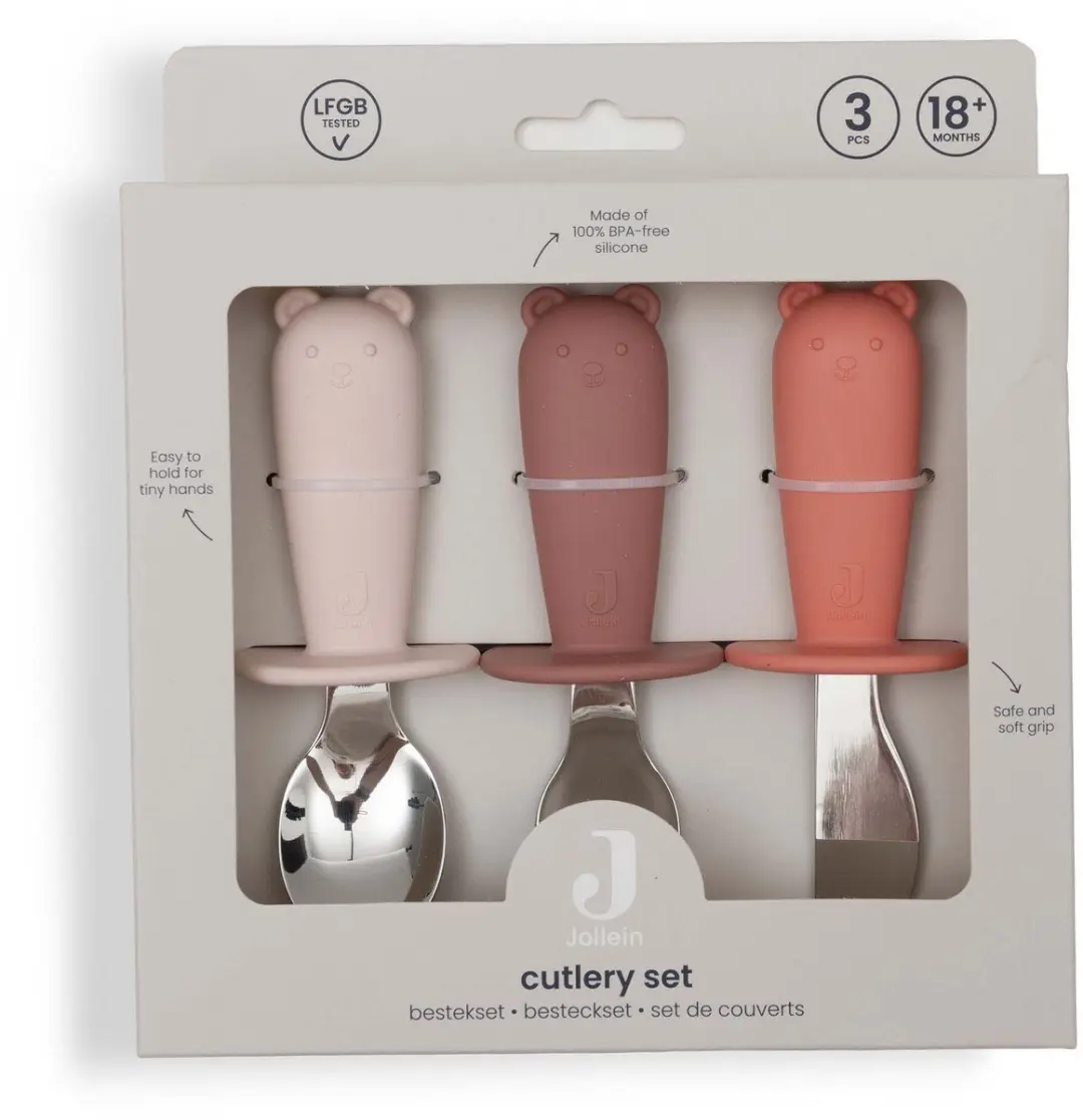 Jollein Baby Bestekset Siliconen Blush Shades - 3 Stuks