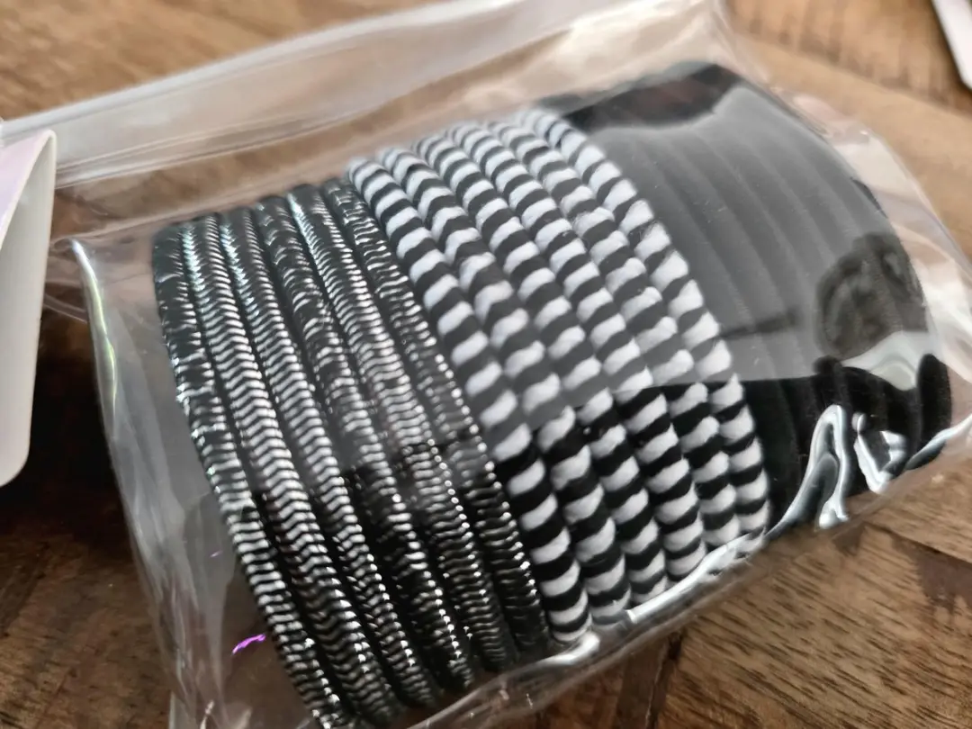 Zenner Haarelastiekjes - 18 Stuks - Mix Zwart/Zilver/Zwart-wit Strepen