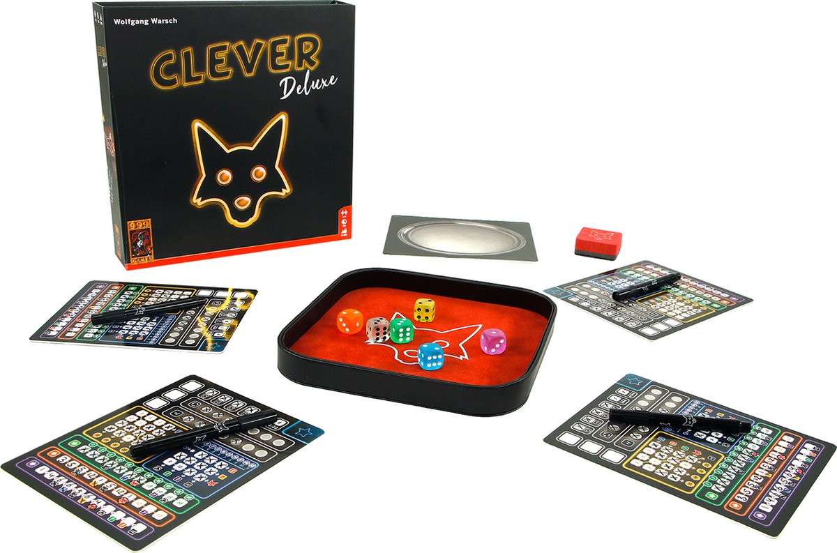 999 Games - Clever: Deluxe - Dobbelspel - Inclusief luxe dobbelbak, uitwisbare tableaus en meer extra's