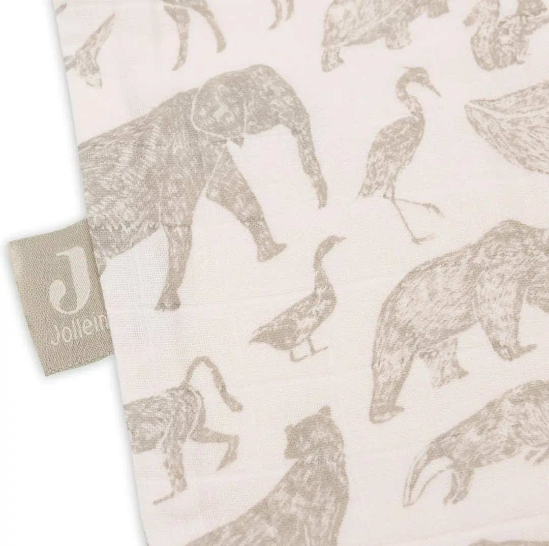 Jollein Baby Hydrofiel Slaapzak 110cm Animals - Olive Green