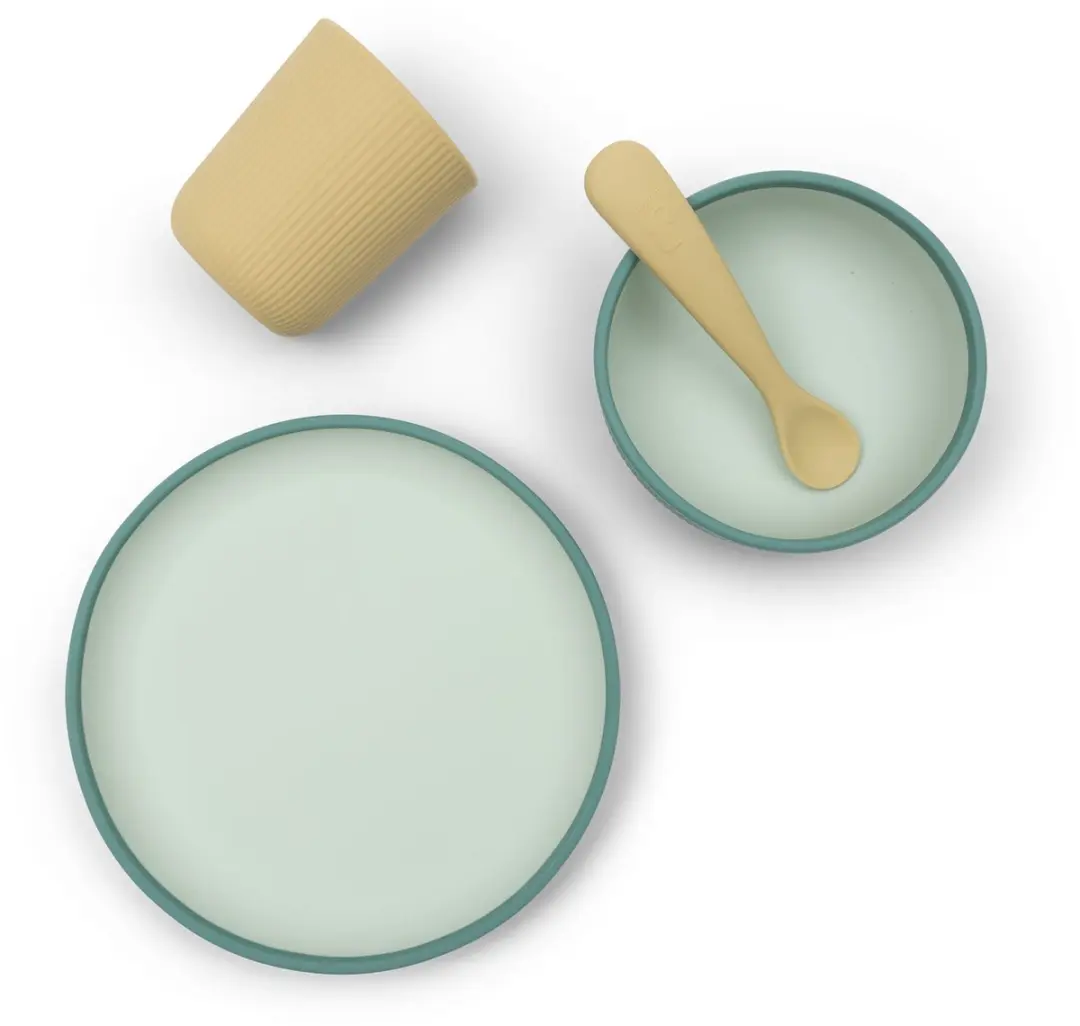 Jollein Kinderserviesset Siliconen Jade Shades - 4-delig