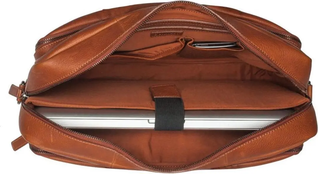 Burkely Fundamentals Antique Avery Laptoptas 15.6" - 3 Vakken - Cognac