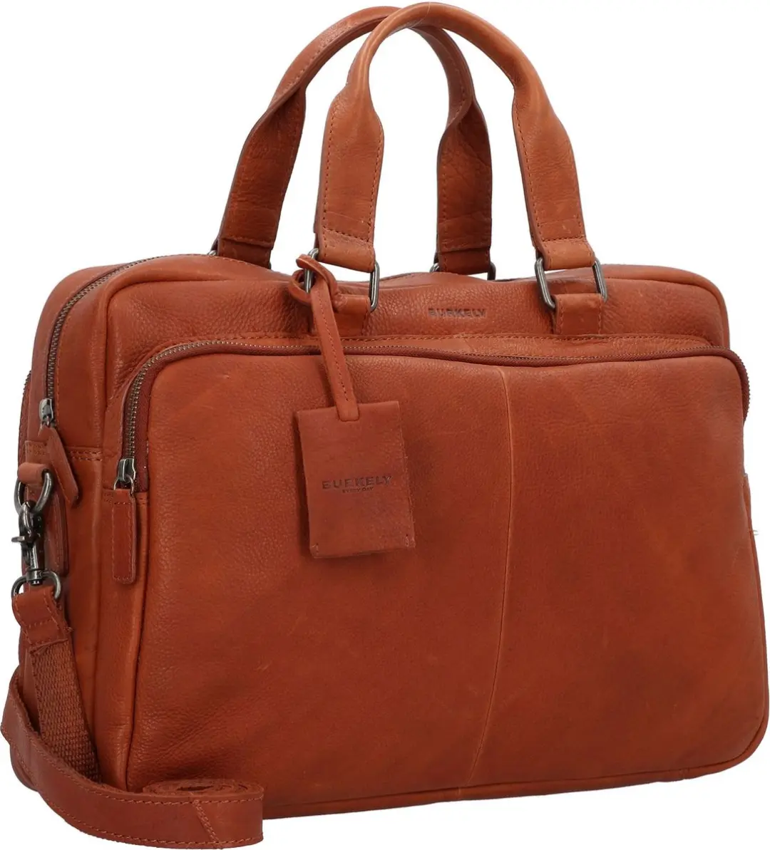 Burkely Fundamentals Antique Avery Laptoptas 15.6" - 3 Vakken - Cognac - afbeelding 6 van 6