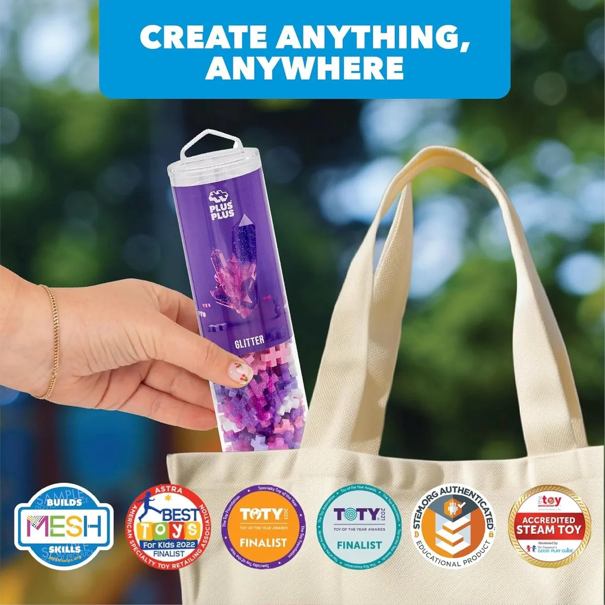 Plus-Plus Tube glitter 240 delige bouwset - 4243 - Bouwspeelgoed - Constructiespeelgoed - Set met bouwstenen - Vanaf 5 jaar