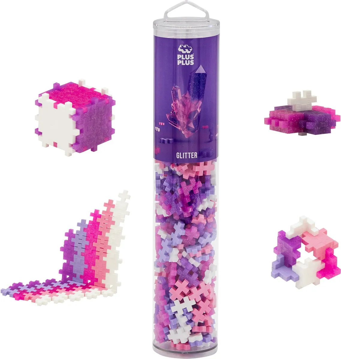 Plus-Plus Tube glitter 240 delige bouwset - 4243 - Bouwspeelgoed - Constructiespeelgoed - Set met bouwstenen - Vanaf 5 jaar