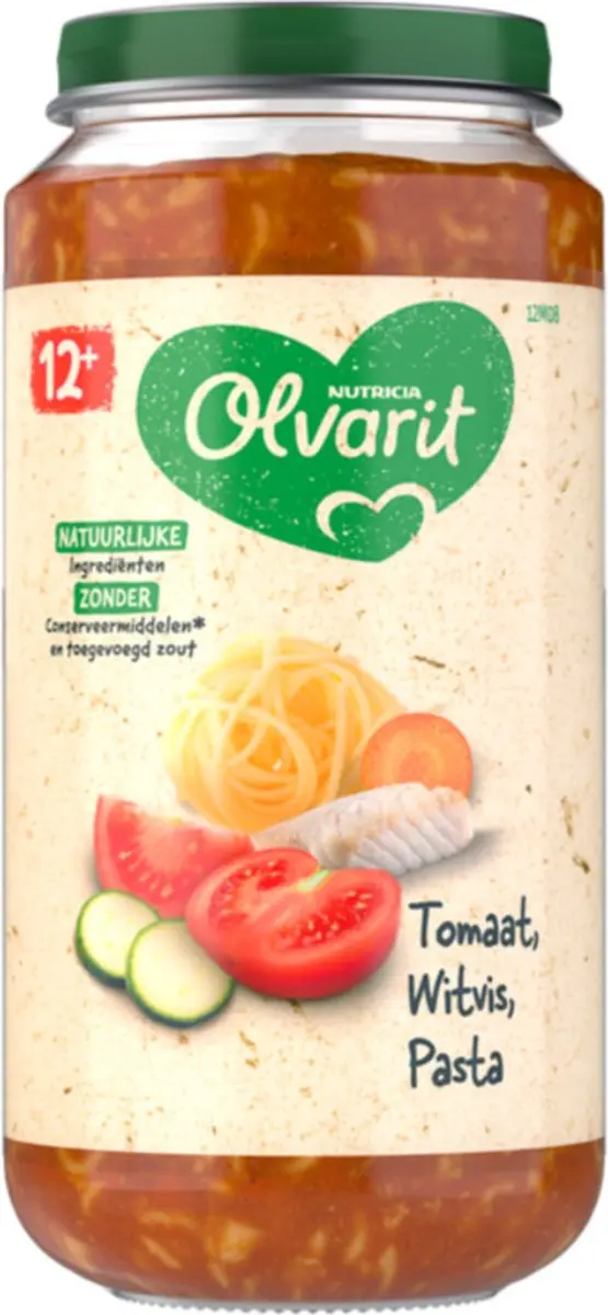 Olvarit Maaltijd 12+ Tomaat Witvis Pasta 250g - 6x