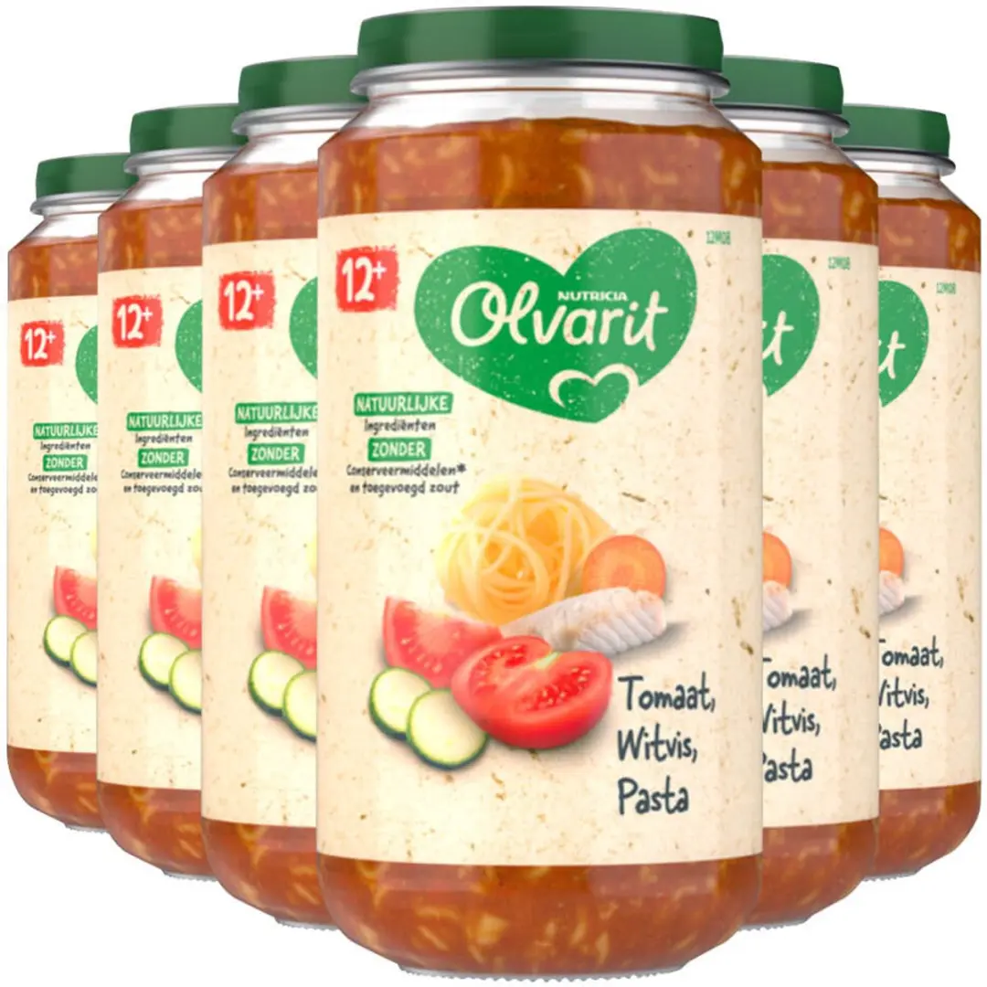 Olvarit Maaltijd 12+ Tomaat Witvis Pasta 250g