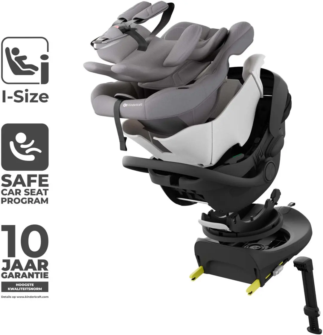 KinderKraft I-LITE Autostoel Grijs - met Zonnekap