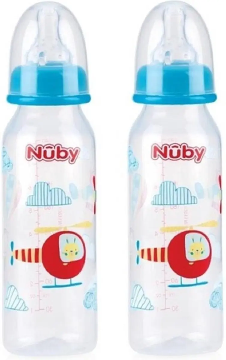 Nûby Baby Voedingsfles 240ml - 2 Stuks - Lichtblauw