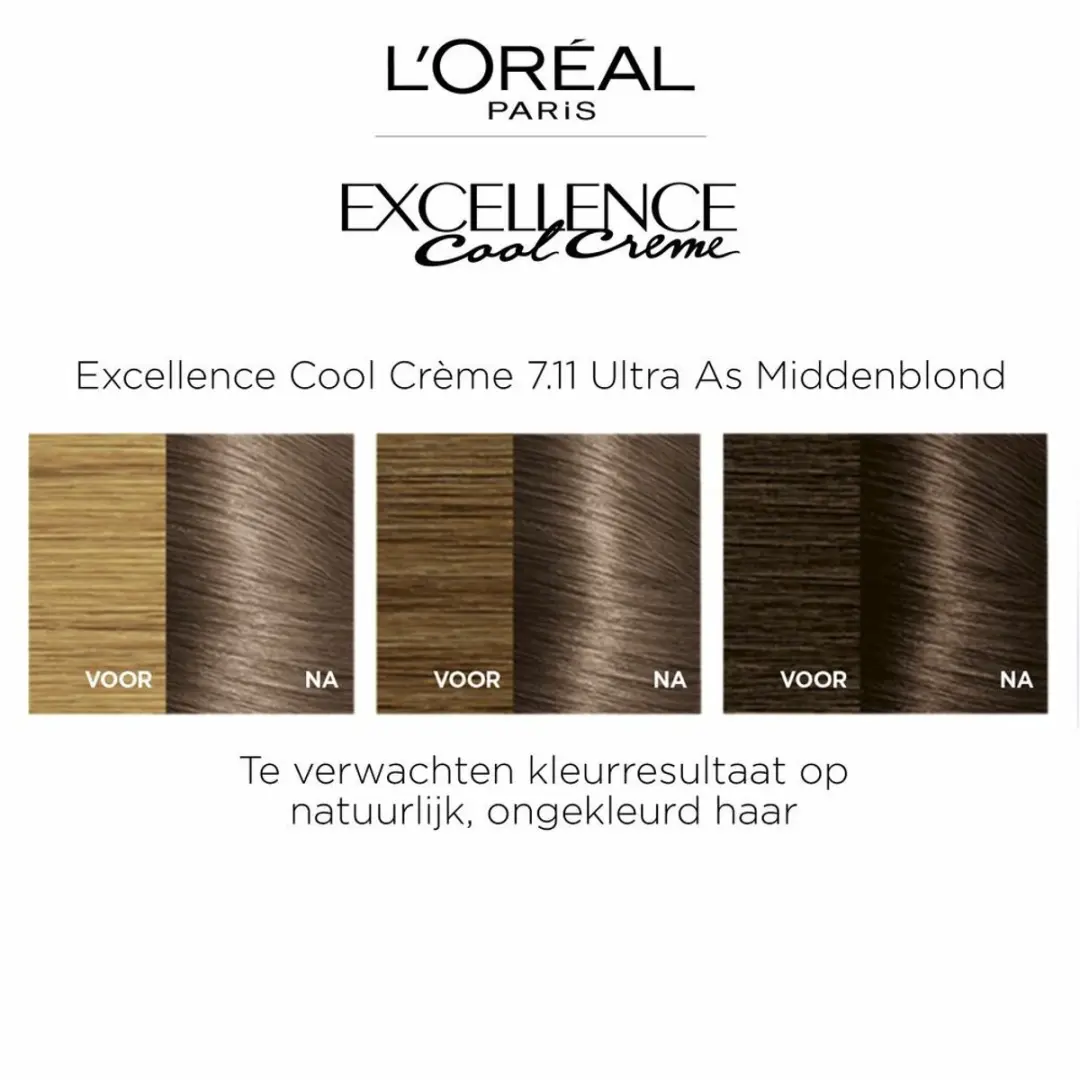 L'Oréal Paris Excellence 7.11 Permanent Crèmekleuring - 3x3g Ultra As Middenblond