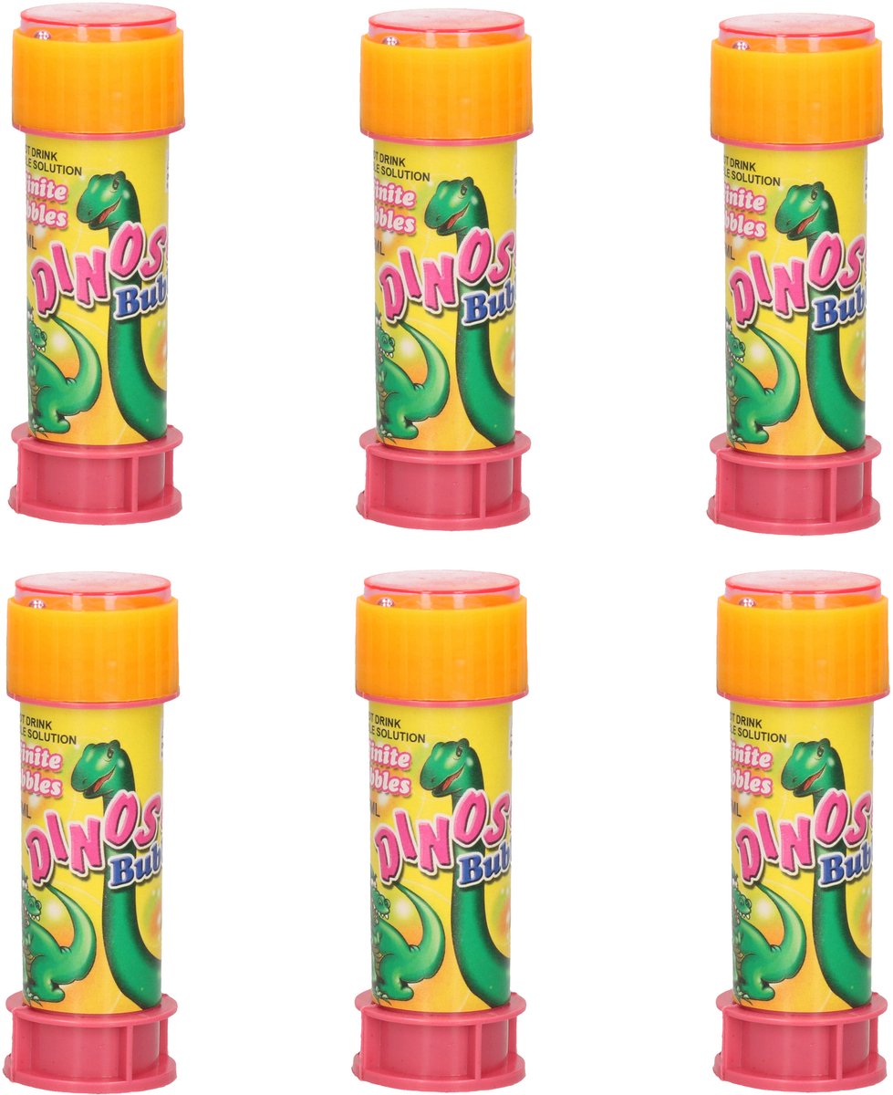 Dinosaurus dinosaurius thema bellenblaas flesjes - 6x - met bal spelletje in dop - 60 ml - voor kinderen