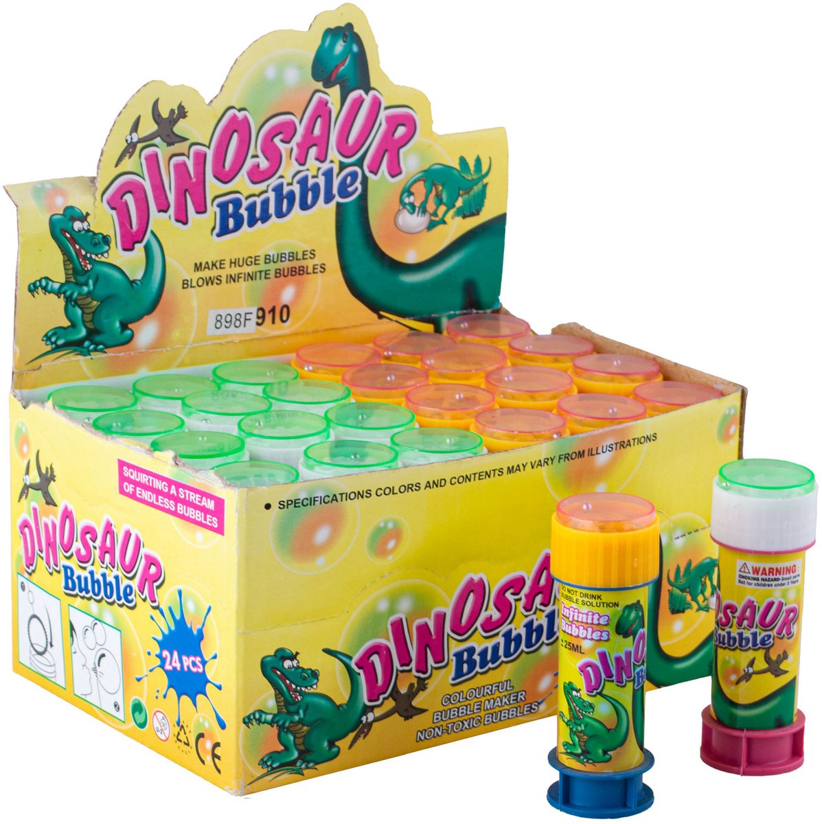 Dinosaurus dinosaurius thema bellenblaas flesjes - 6x - met bal spelletje in dop - 60 ml - voor kinderen