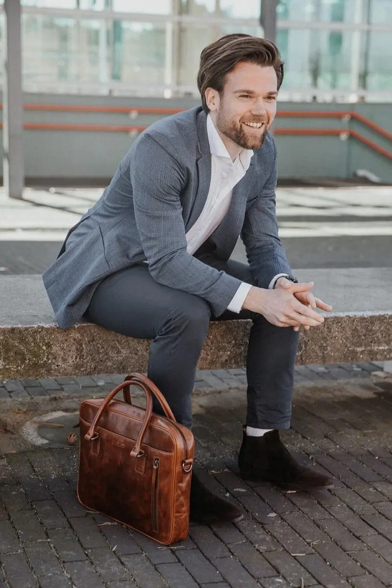 DSTRCT Premium Collection Laptoptas 14 Cognac - 5 Vakken