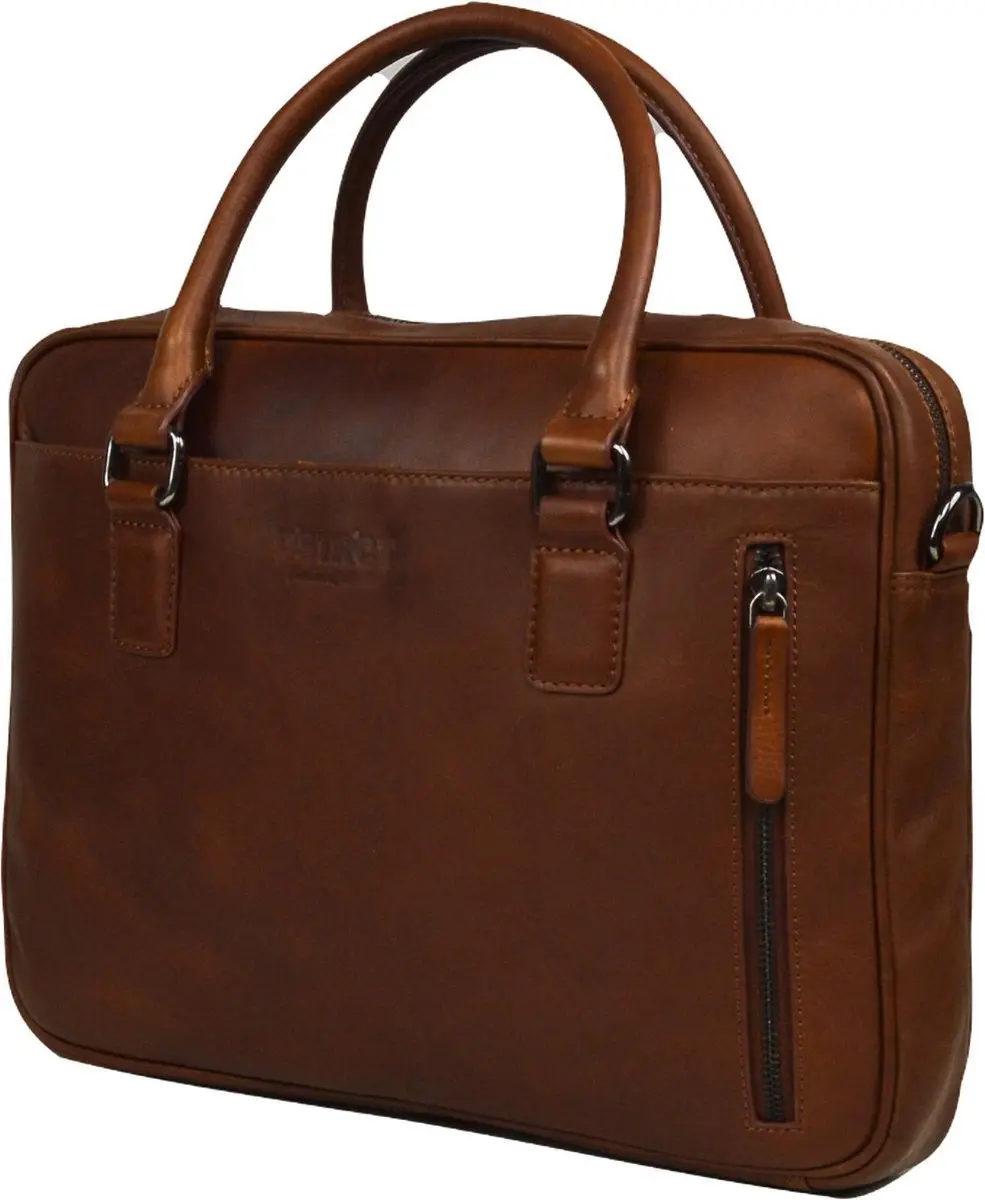 DSTRCT Premium Collection Laptoptas 14 Cognac - 5 Vakken