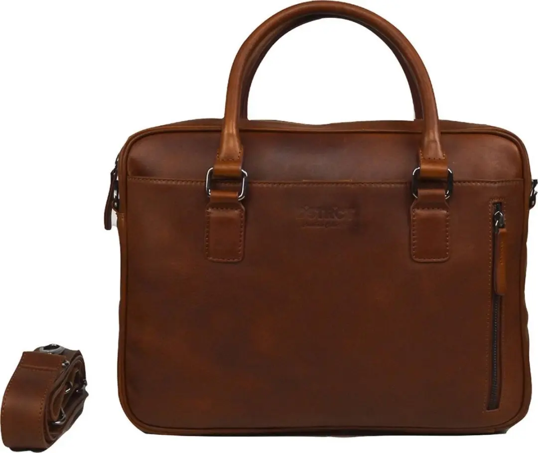 DSTRCT Premium Collection Laptoptas 14 Cognac - 5 Vakken - afbeelding 6 van 6
